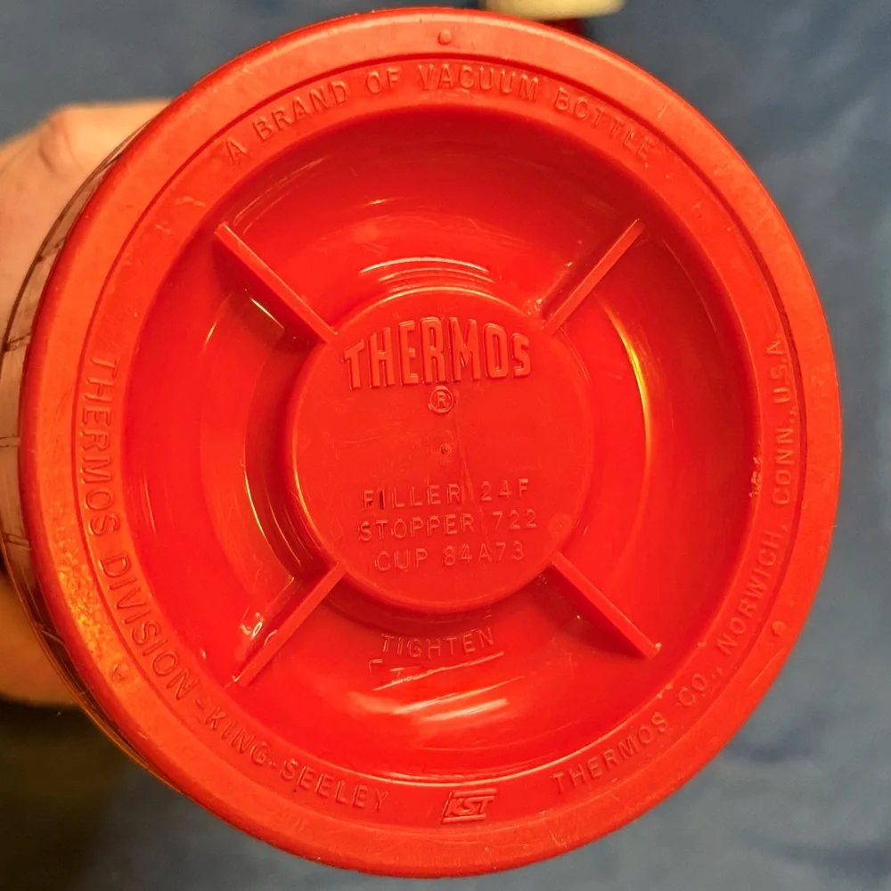 Vintage 70’s King Seeley Thermos TALL 13 Vacuum Bottle FillerStopper Red